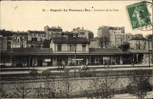 Ak Nogent le Perreux Bry Val de Marne, Intérieur de la Gare