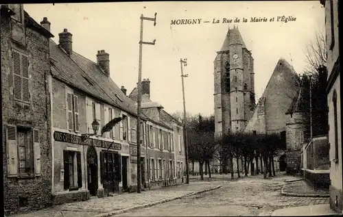 Ak Morigny Essonne, Mairie et Église