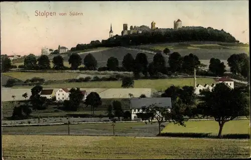 Ak Stolpen in Sachsen, Teilansicht mit Schloss