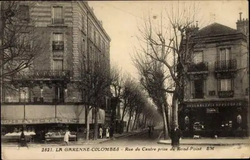 Ak La Garenne Colombes Hauts de Seine, Rue du Centre prise du Rond Point