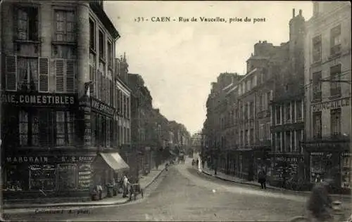 Ak Caen Calvados, Rue de Vaucelles, prise du pont