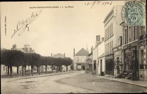 Ak Saint Benoit sur Loire Loiret, La Place
