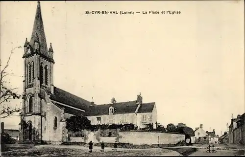 Ak Saint Cyr en Val Loiret, La Place de l'Église