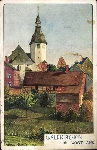 Künstler Ak Harnisch, R., Waldkirchen Lengenfeld Vogtland Sachsen, Kirche 1906
