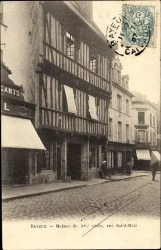 Ak Bayeux Calvados, Maison du XIV siecle, rue Saint Malo