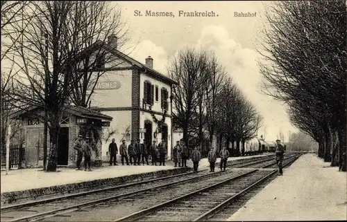 Ak Saint Masmes Marne, Bahnhof