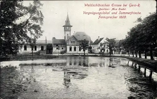 Ak Reuß Gera in Thüringen, Waldschlösschen Ernsee