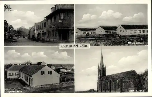 Ak Gleuel Hürth bei Köln Rhein Erft Kreis, Neue Schule, katholische Kirche, Jugendheim