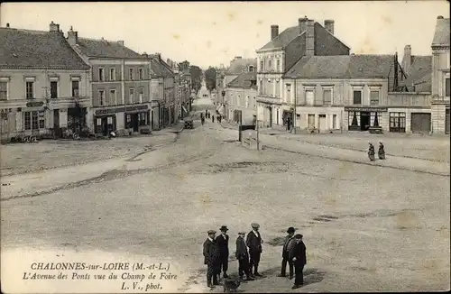 Ak Chalonnes sur Loire Maine et Loire, L'Avenue des Ponts vue du Champ de Foire