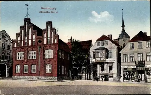 Ak Rendsburg in Schleswig Holstein, Altstädter Markt, Geschäfte