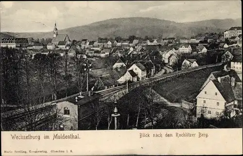 Ak Wechselburg in Sachsen, Blick nach dem Rochlitzer Berg, Ort