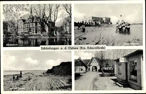 Ak Ostseebad Schönhagen, Kinderheim, Haus Seestern, Strandpartie, Gaststätte