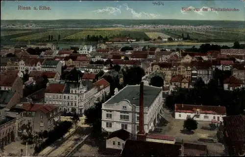 Ak Riesa an der Elbe Sachsen, Panorama von der Trinitatiskirche