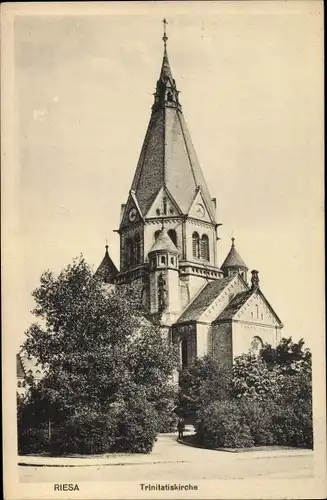 Ak Riesa an der Elbe Sachsen, Trinitatiskirche