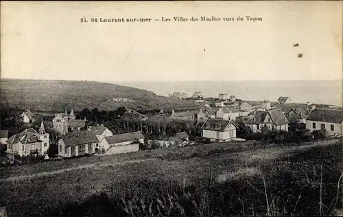 Ak Saint Laurent sur Mer Calvados, Les Villas des Moulins vers du Tapon