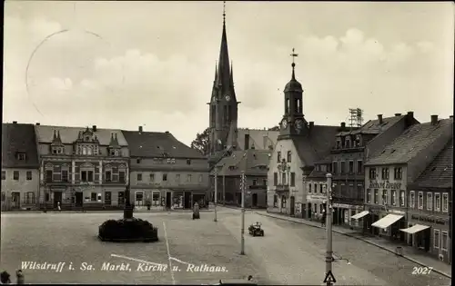 Ak Wilsdruff in Sachsen, Kirche und Rathaus