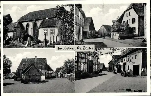 Ak Jacobsberg Jakobsberg Beverungen Kreis Höxter, Kirche, Dorfpartie