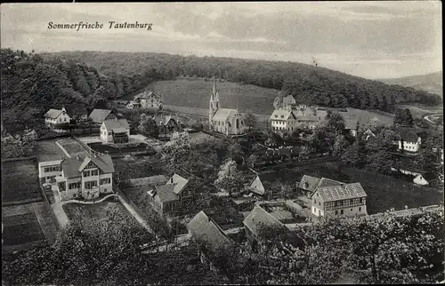 Ak Tautenburg in Thüringen, Teilansicht mit Kirche, Luftbild