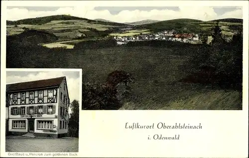 Ak Obererabtsteinach Abtsteinach an der Bergstraße, Panorama, Gasthaus zum goldenen Bock