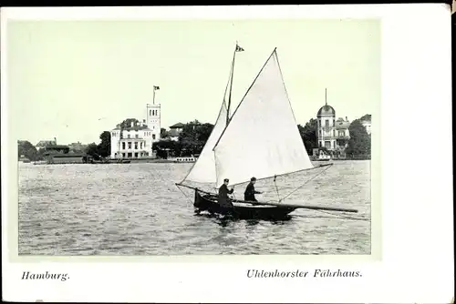 Ak Hamburg Nord Uhlenhorst, Uhlenhorster Fährhaus, Segelboot