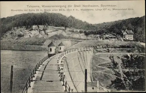 Ak Nordhausen am Harz, Talsperre, Sperrmauer