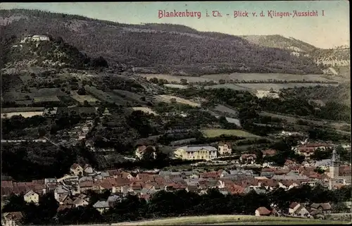 Ak Bad Blankenburg in Thüringen, Blick von den Klingen