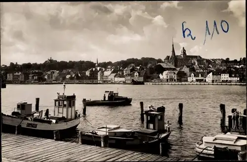 Ak Flensburg in Schleswig Holstein, Hafen, Panorama