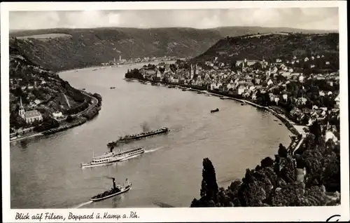 Ak Filsen am Rhein, Blick auf die Orte Filsen, Boppard und Kamp