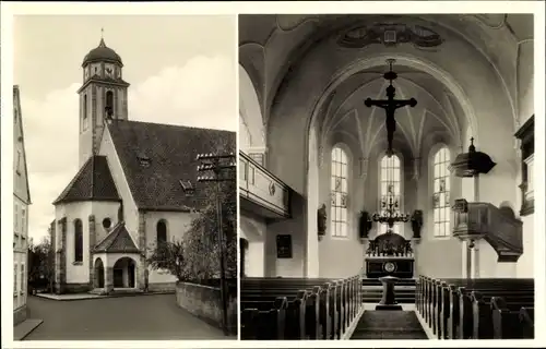 Ak Bechhofen Mittelfranken, Kirche, innen und aussen
