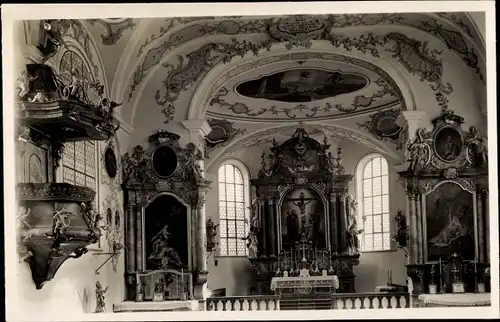 Ak Adelsried in Schwaben, Pfarrkirche St. Joh. Bapt., Inneres