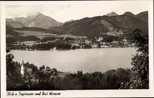 Ak Bad Wiessee in Oberbayern, Blick auf Tegernsee, Ort, Gebirge