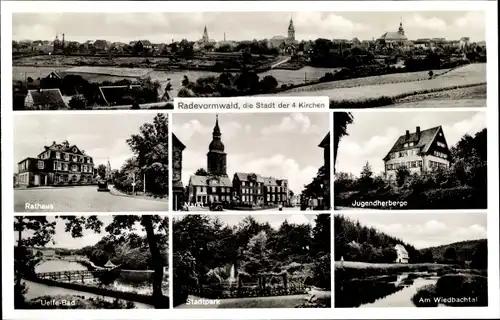 Ak Radevormwald, Kirchen, Rathaus, Markt, Jugendherberge, Uelfe-Bad, Stadtpark, am Wiedbachtal