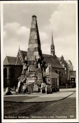 Ak Norderney in Ostfriesland, Friedrichstraße mit Städtedenkmal