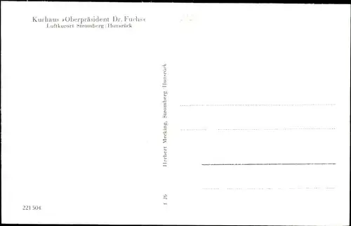 Ak Stromberg im Hunsrück, Kurhaus Oberpräsident Dr. Fuchs