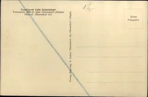 Ak Tiefenbach Oberstdorf im Oberallgäu, Konditorei Cafe Schachtner