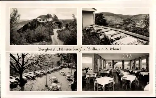 Ak Bullay an der Mosel Rheinland Pfalz, Berghotel Marienburg, Terrasse