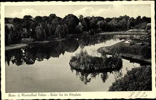 Ak Polczyn Zdrój Bad Polzin Pommern, Neuer See im Kurplatz