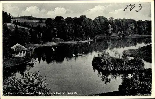 Ak Polczyn Zdrój Bad Polzin Pommern, Neuer See im Kurplatz