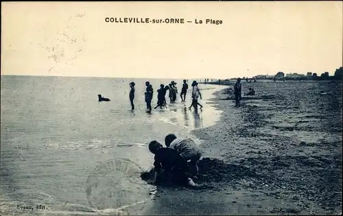 Ak Colleville sur Orne Calvados, La Plage