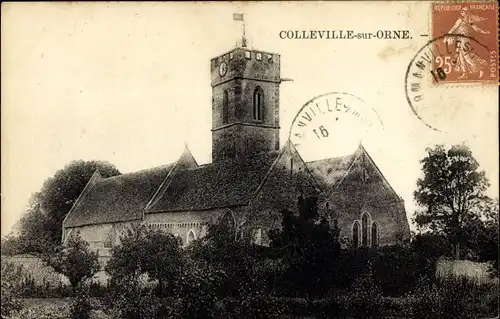 Ak Colleville sur Orne Calvados, L'Eglise