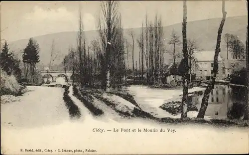 Ak Clécy Calvados, Le Pont, Le Moulin du Vey