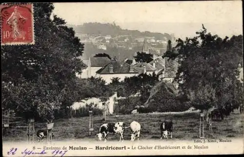 Ak Hadricourt Yvelines, Le Clocher d'Hadricourt et de Meulan