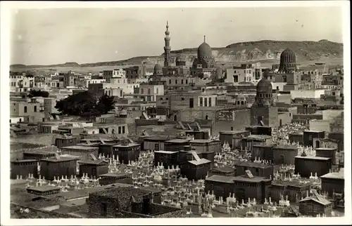Ak Cairo Kairo Ägypten, Mamelukengräber, Minarett, Moschee