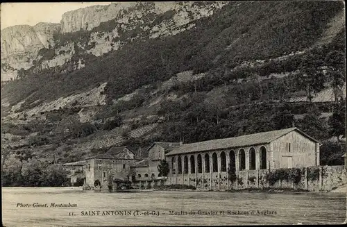 Ak Saint Antonin Tarn et Garonne, Moulin du Gravier, Rochers d'Anglars