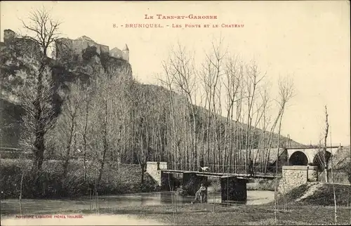 Ak Bruniquel Tarn et Garonne, Les Ponts, Le Chateau