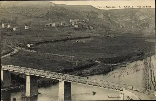 Ak Cazals Tarn et Garonne, Vue du Pont
