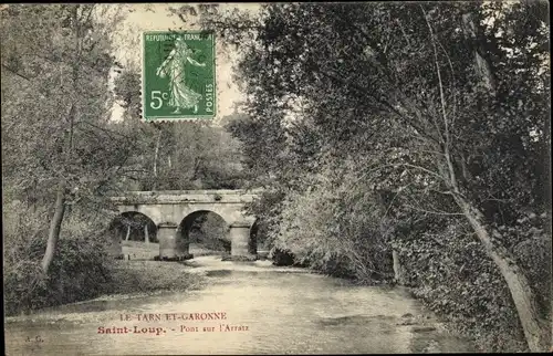 Ak Saint Loup Tarn et Garonne, Pont sur l'Arratz