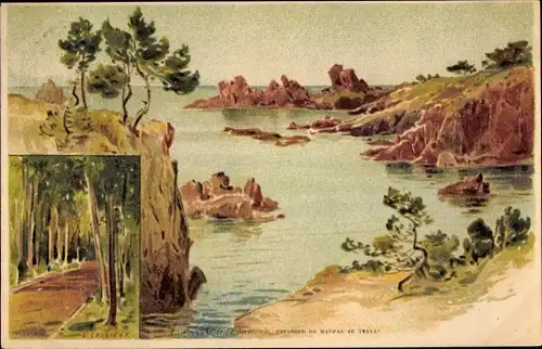 Künstler Ak Lessieux, E., Agay Var, Allee, Plage, Rochers