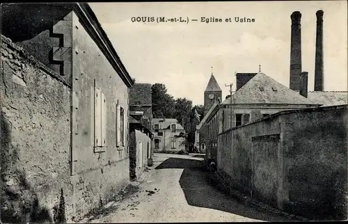 Ak Gouis Maine et Loire, Eglise et Usine
