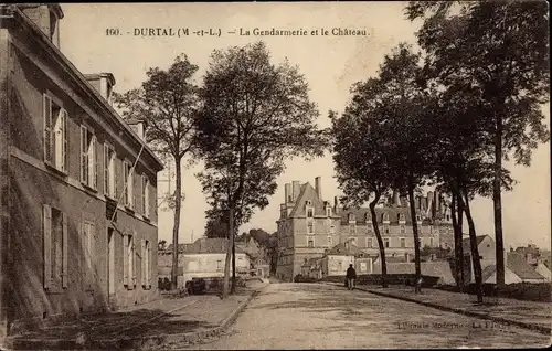 Ak Durtal Maine et Loire, La Gendarmerie et le Chateau